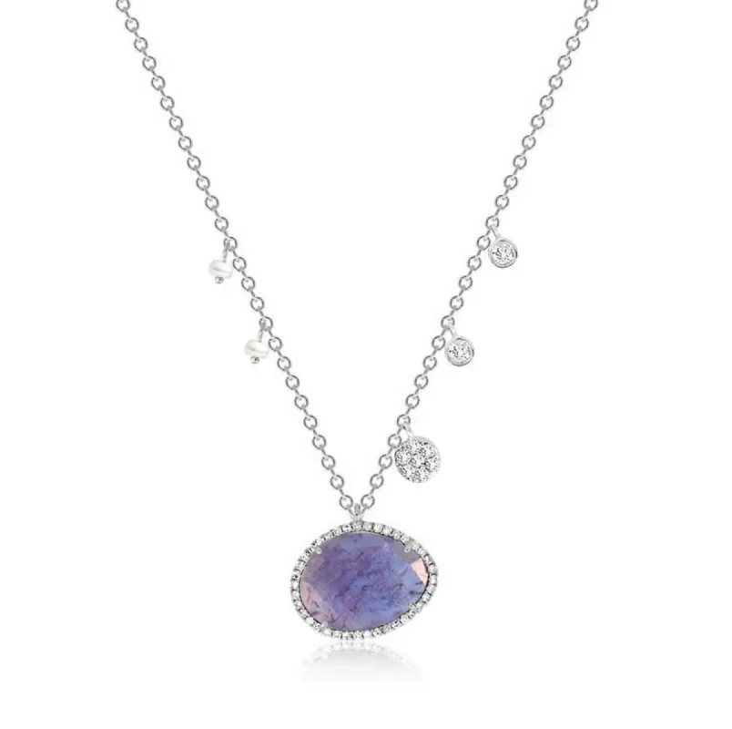 Tanzanite with Off-Centered Pearls & Diamond Charms sold by Meira T