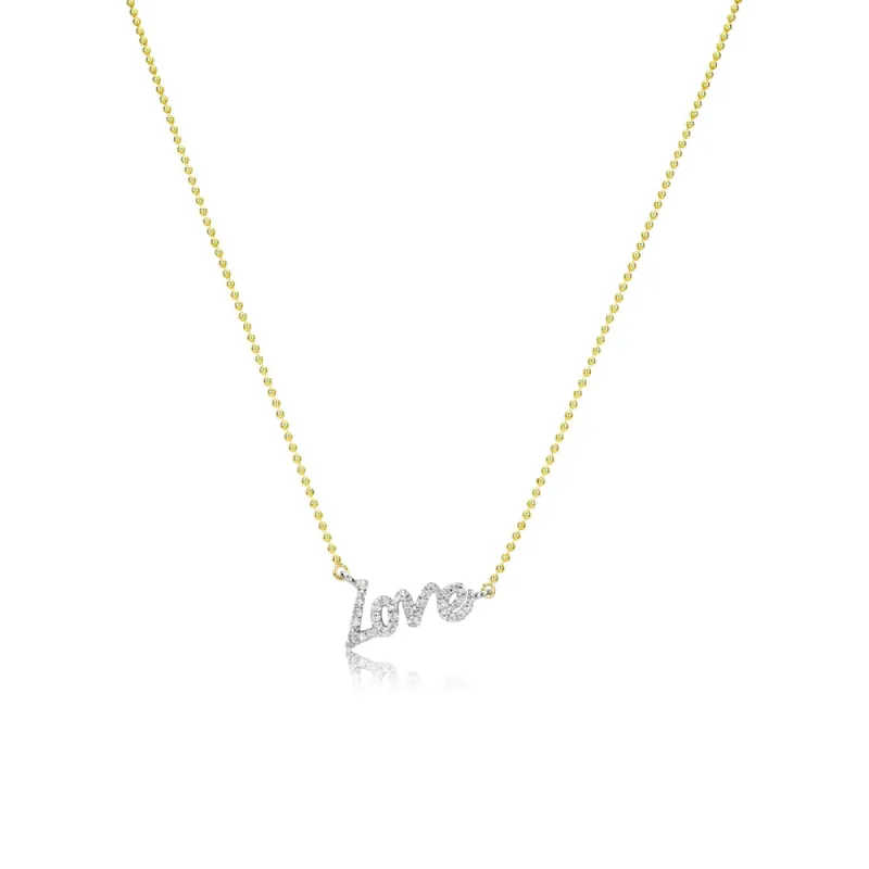 Ball Chain Diamond Love Necklace sold by Meira T
