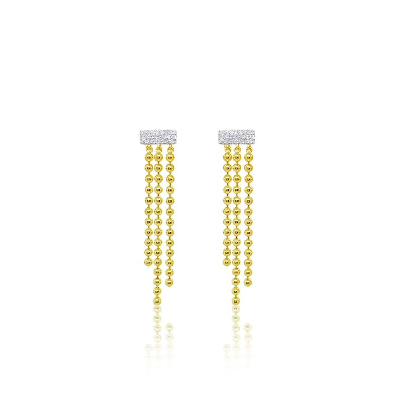 Diamond and Ball Chain Fringe Drop Earrings sold by Meira T