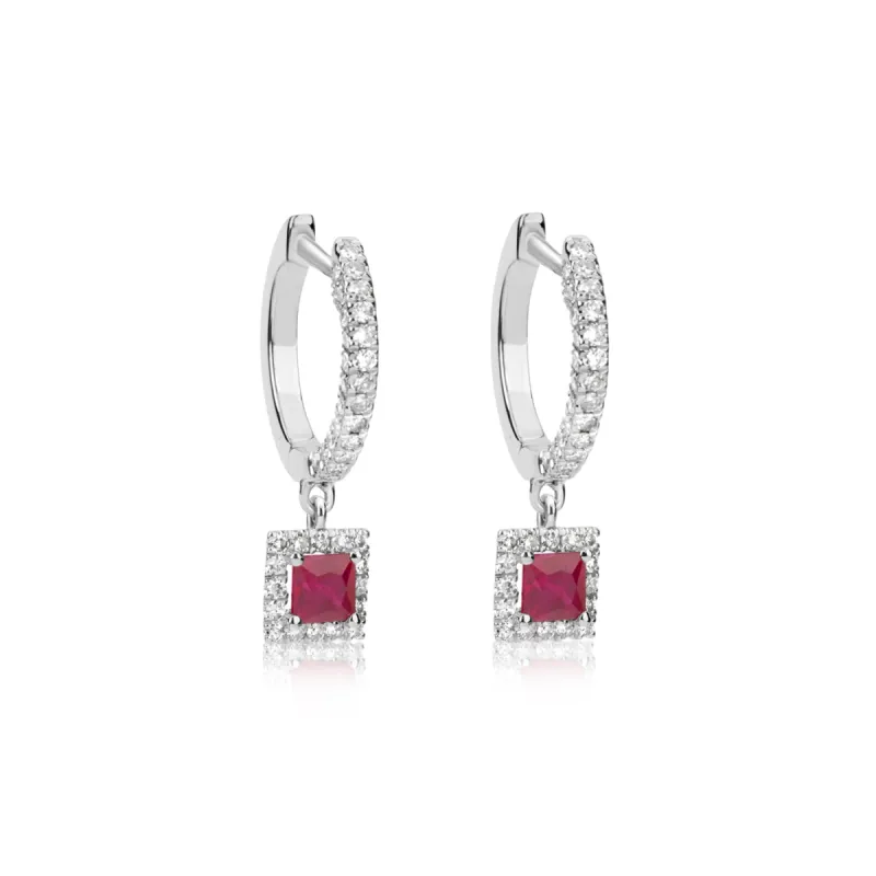 Dainty Diamond and Ruby Hoops sold by Meira T