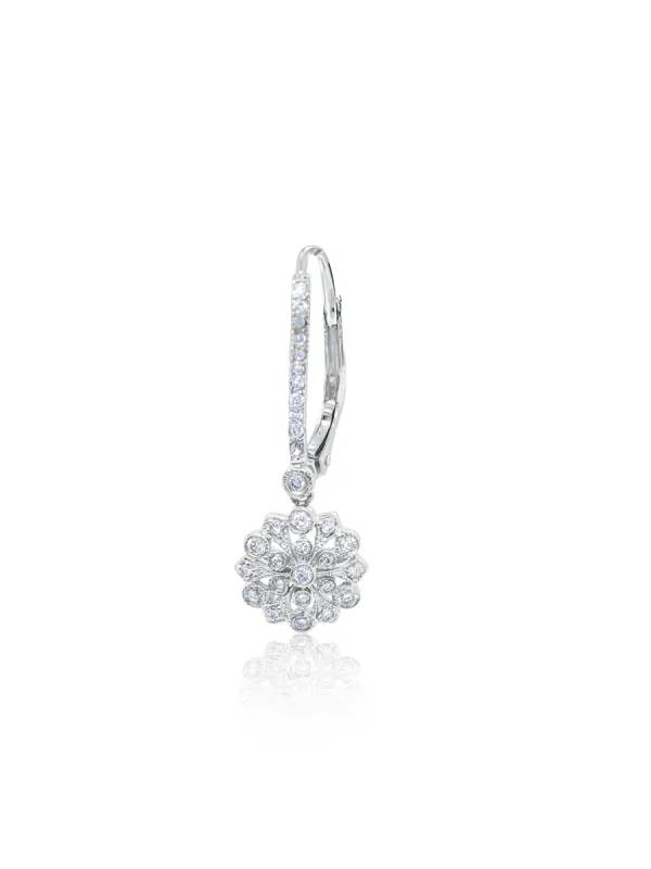 White Gold Antique Diamond Earring Half Pair sold by Meira T