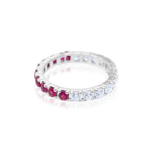 Half and Half Ruby and Diamond Eternity Band sold by Meira T