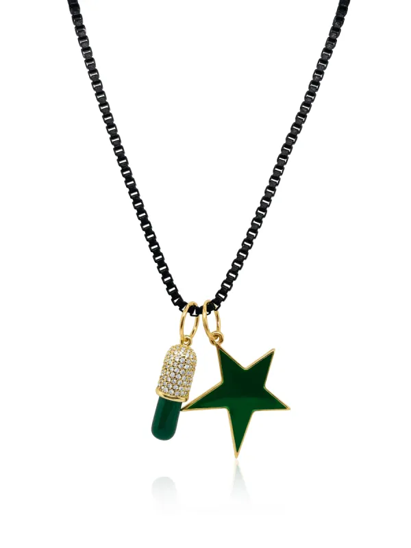 Black Box Chain with 18K Gold Fill Pill and Star  - ALL NEW BOUTIQUE EXCLUSIVE sold by Meira T