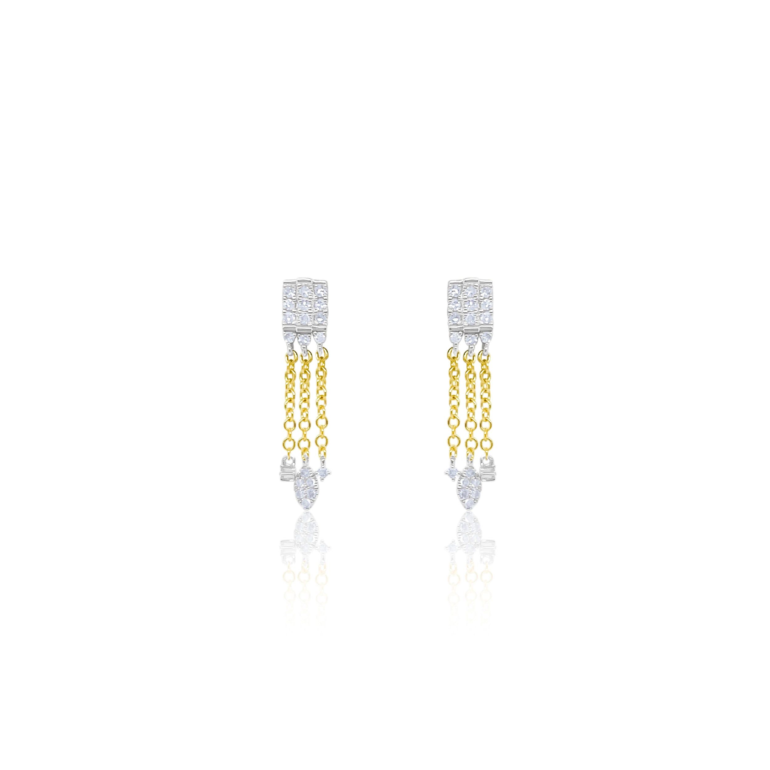 Single Two Toned Gold and Diamond Drop Earrings sold by Meira T