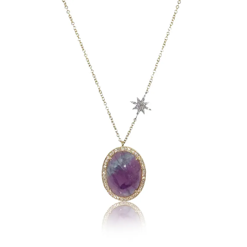 Fluorite Pendant Necklace Yellow Gold sold by Meira T