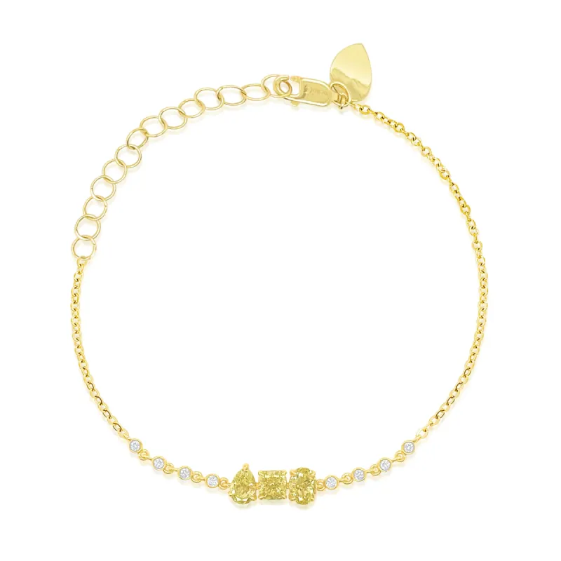 Yellow Diamond Three Stone Bracelet sold by Meira T