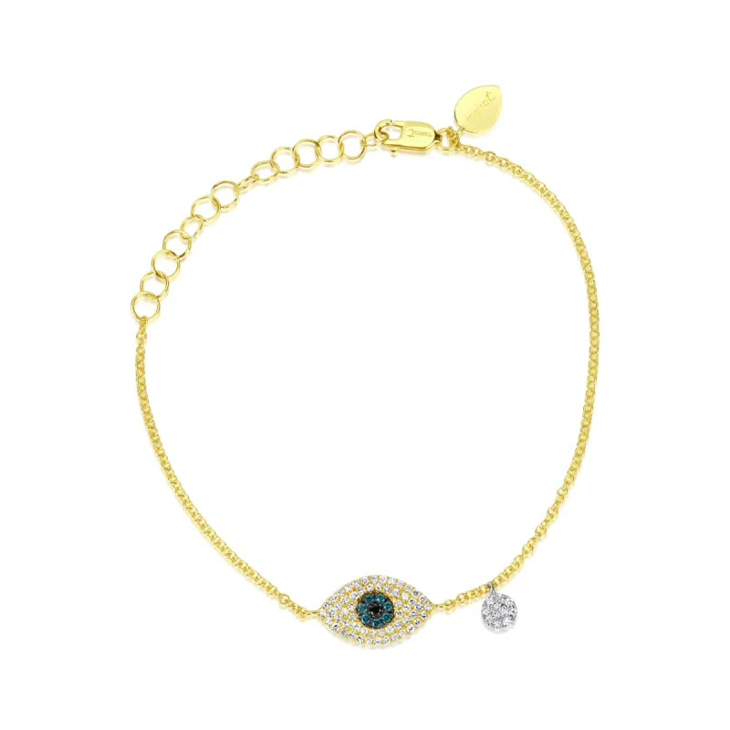 Yellow Gold Diamond Evil Eye and Charm Bracelet sold by Meira T