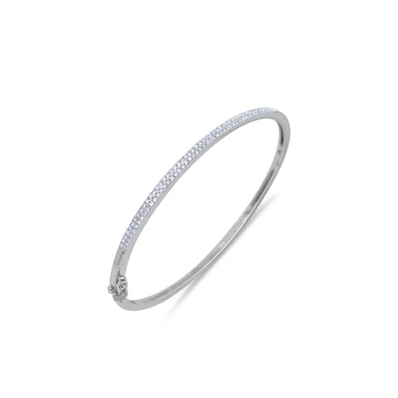 White Gold Double Row Diamond Bangle Bracelet *ONLINE EXCLUSIVE* sold by Meira T