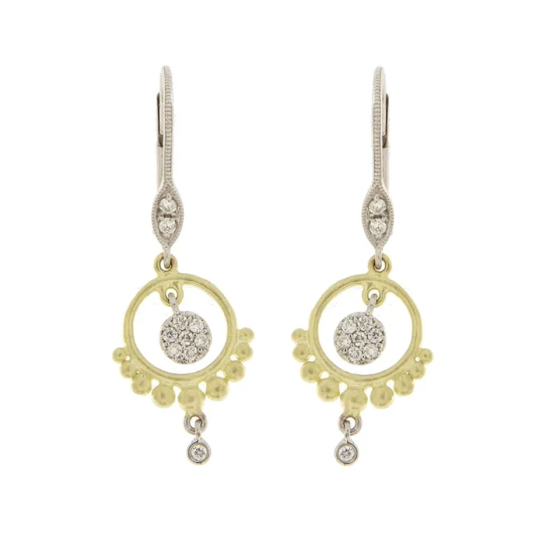 Two Tone Diamond Dangle Earrings sold by Meira T