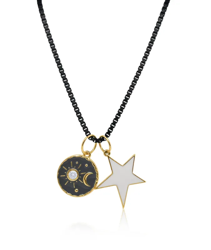 Black Box Chain with 18K Gold Fill Star and Medallion Charms  - ALL NEW BOUTIQUE EXCLUSIVE sold by Meira T