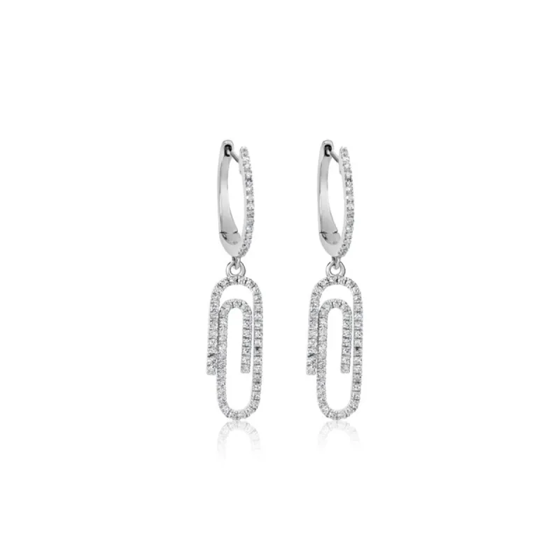 Diamond Paperclip Drop Earrings sold by Meira T