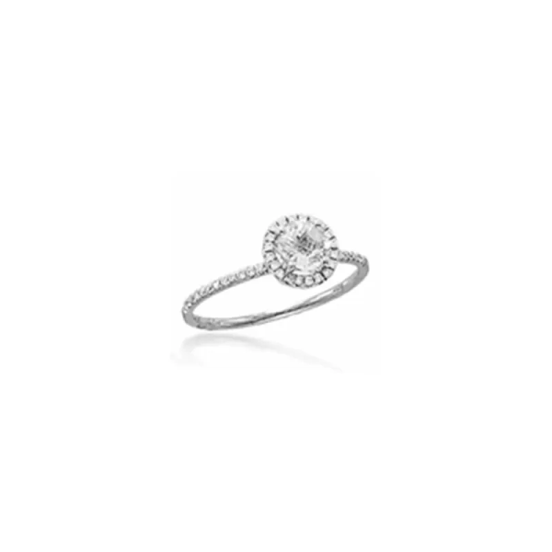 14k White Gold White Topaz Ring with Diamonds sold by Meira T