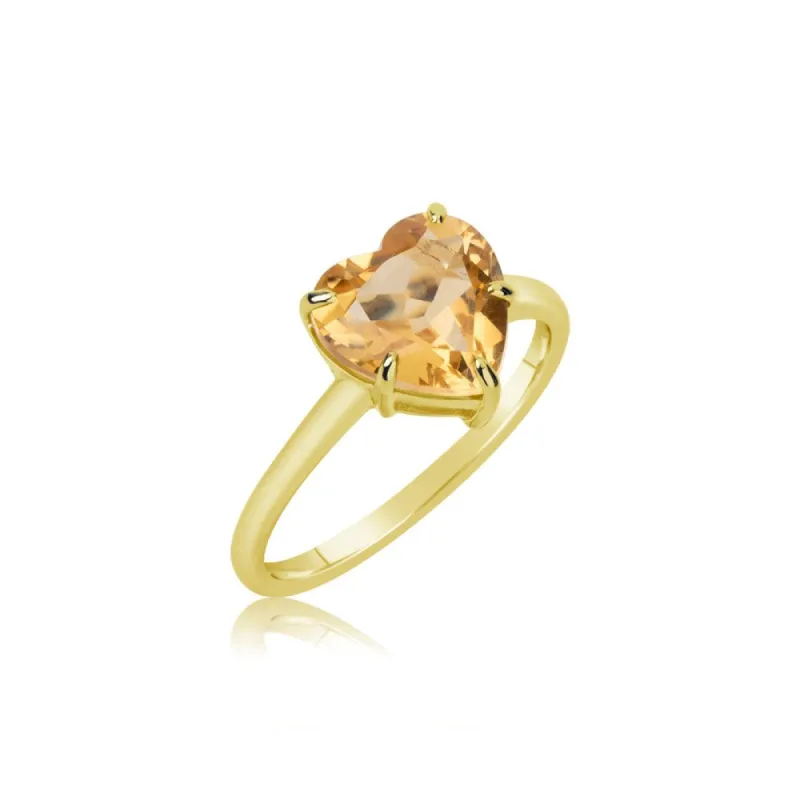 Yellow Gold Citrine Heart Ring made by Meira T