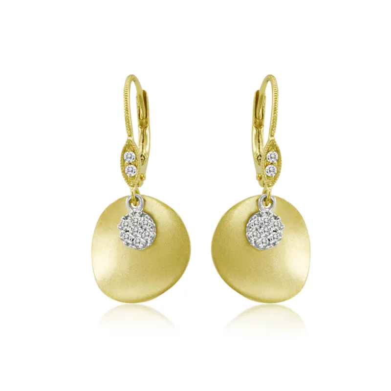 White and Yellow Gold Earrings with Pave Charms sold by Meira T