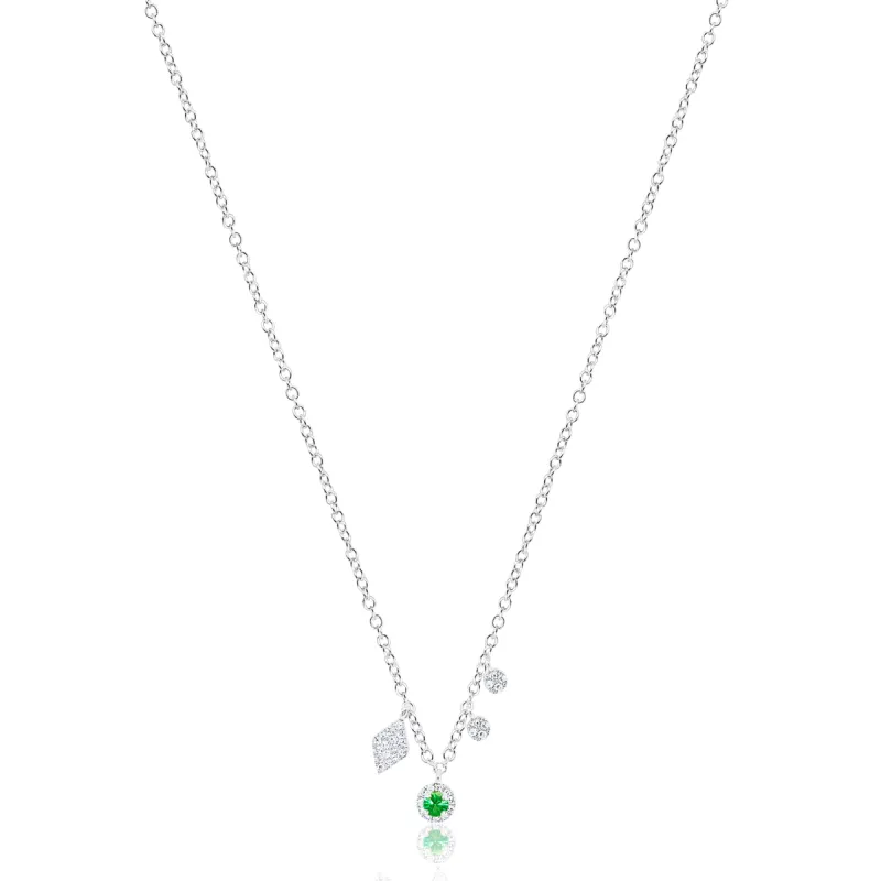 Dainty Emerald and Diamond Charms Necklace sold by Meira T