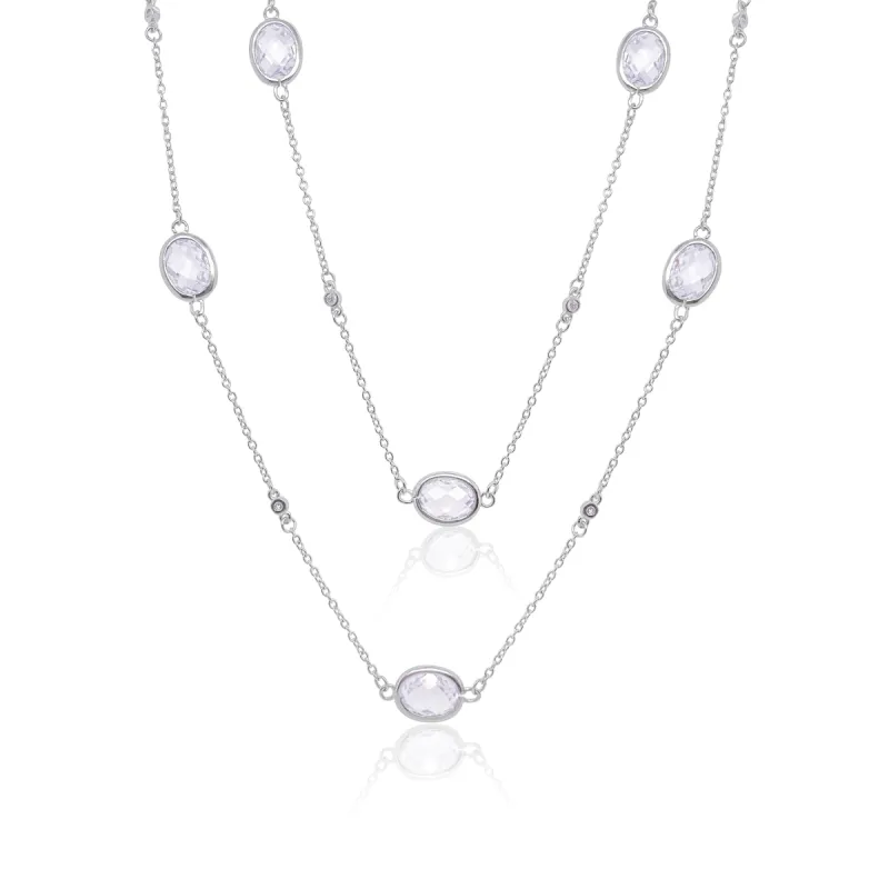 Silver and Zirconium Drop Necklace sold by Meira T