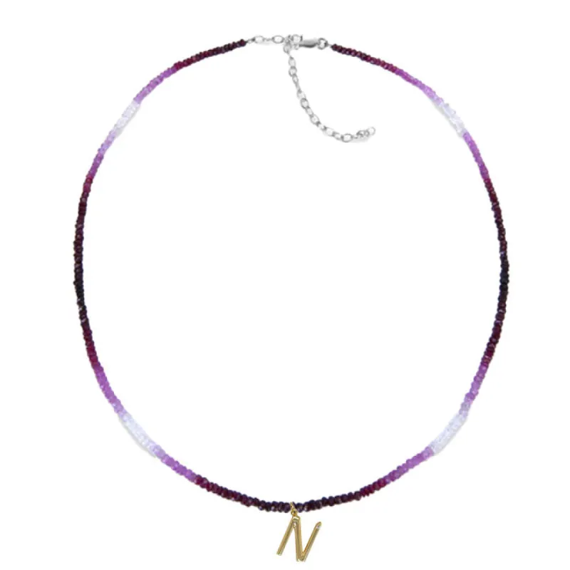 Initial Ombre Ruby Beaded Necklace-ALL NEW sold by Meira T