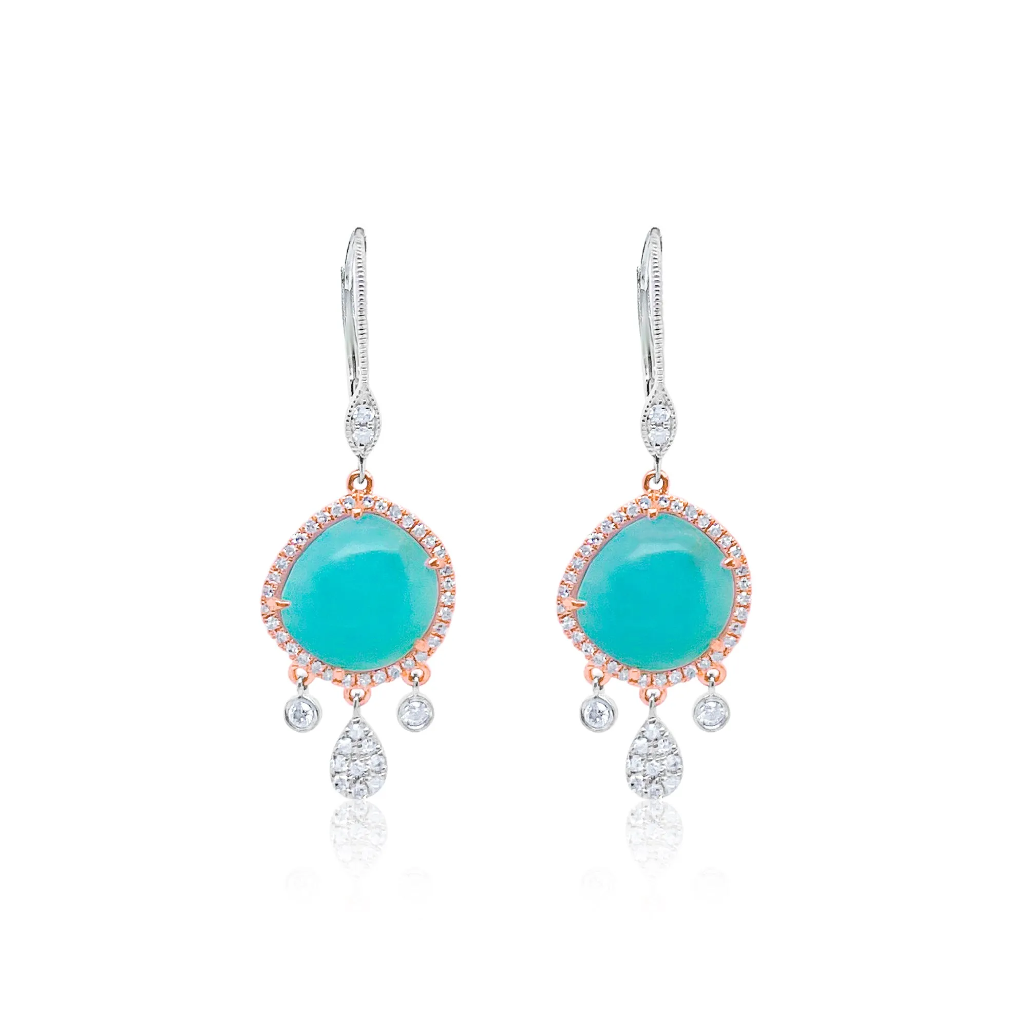 Two Tone Gold Amazonite Dangle Earrings sold by Meira T