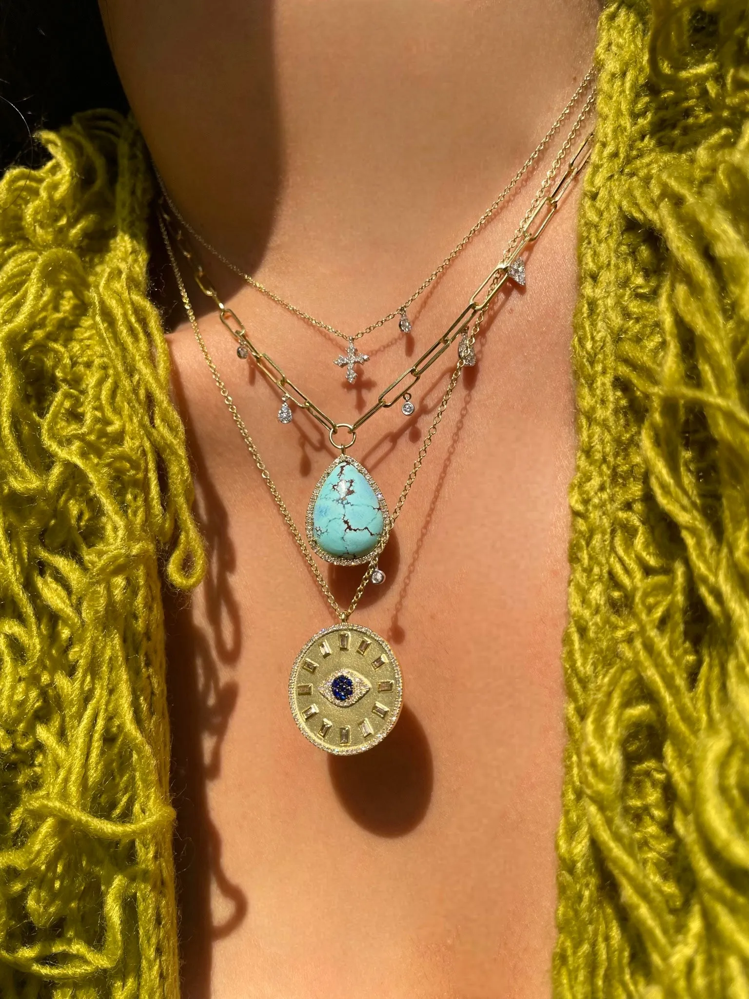 Yellow Gold Evil Eye Medallion sold by Meira T product image thumbnail 2