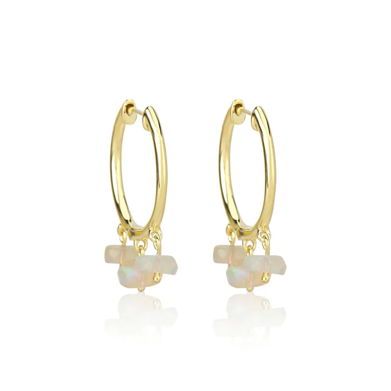 Yellow Gold Opal Stone Huggie sold by Meira T