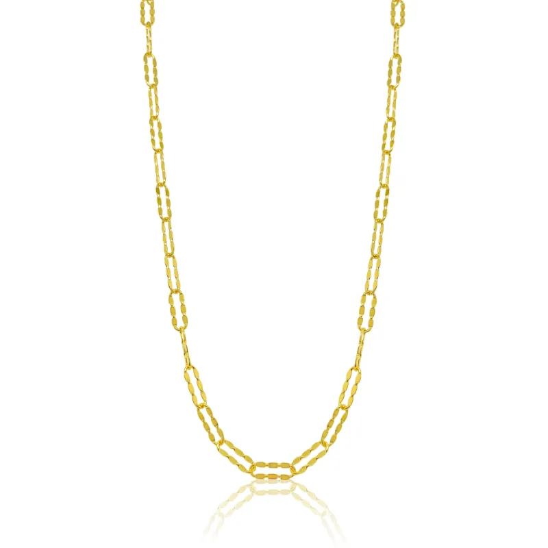 Oval Link Necklace in 14kt Gold with Ribbed Texture sold by Meira T