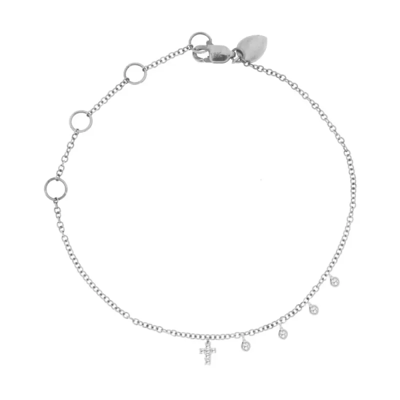 Gold and Diamonds Dainty Cross Bracelet sold by Meira T