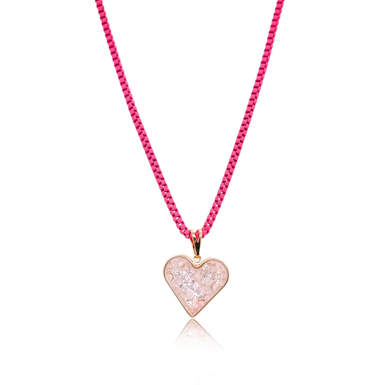 Pink Box Chain with Crystal filled Heart Shaker - ALL NEW BOUTIQUE EXCLUSIVE sold by Meira T