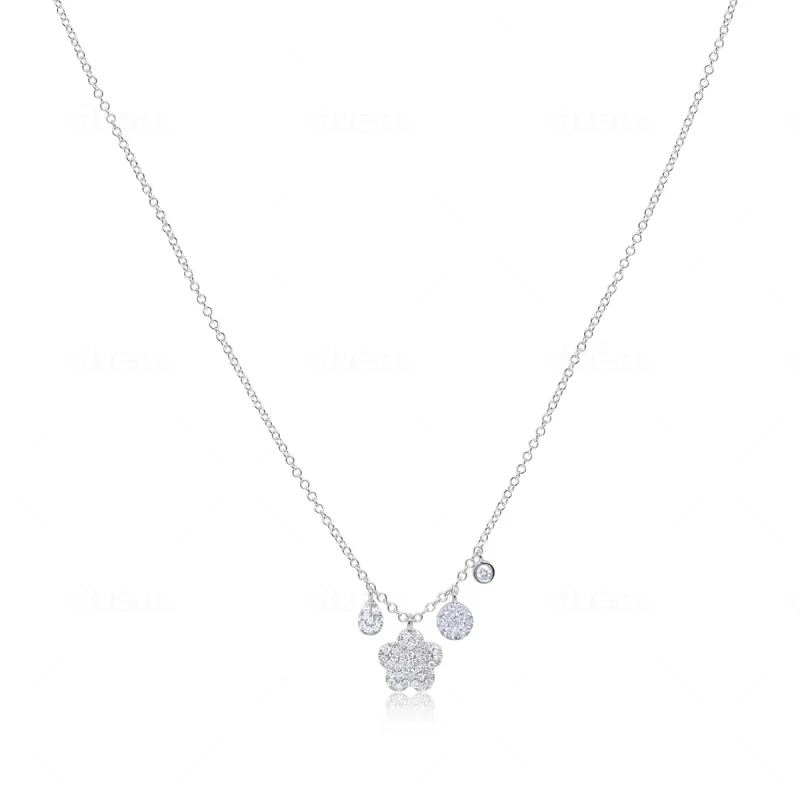 White Gold Flower Necklace sold by Meira T