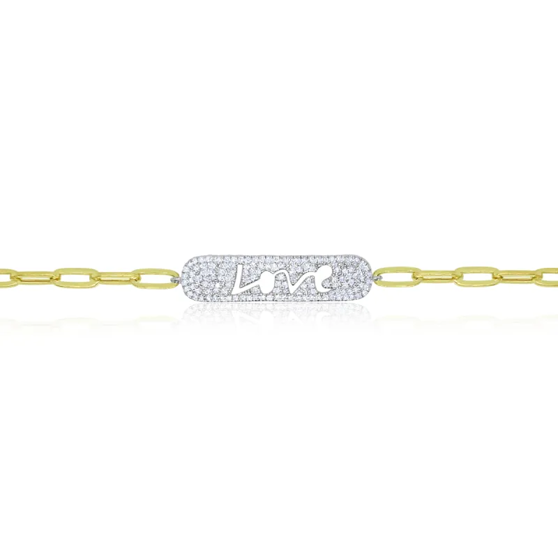 Paperclip Diamond Love Plate Bracelet sold by Meira T