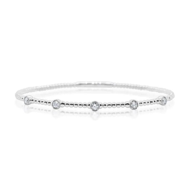White Gold Dot Bangle sold by Meira T