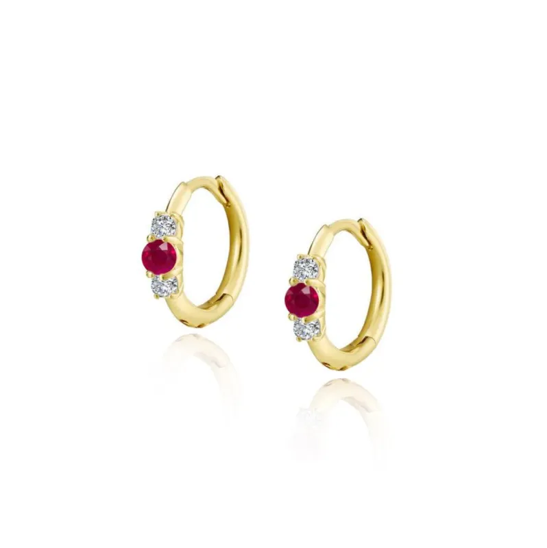 Ruby and Diamond Huggie WHITE GOLD sold by Meira T