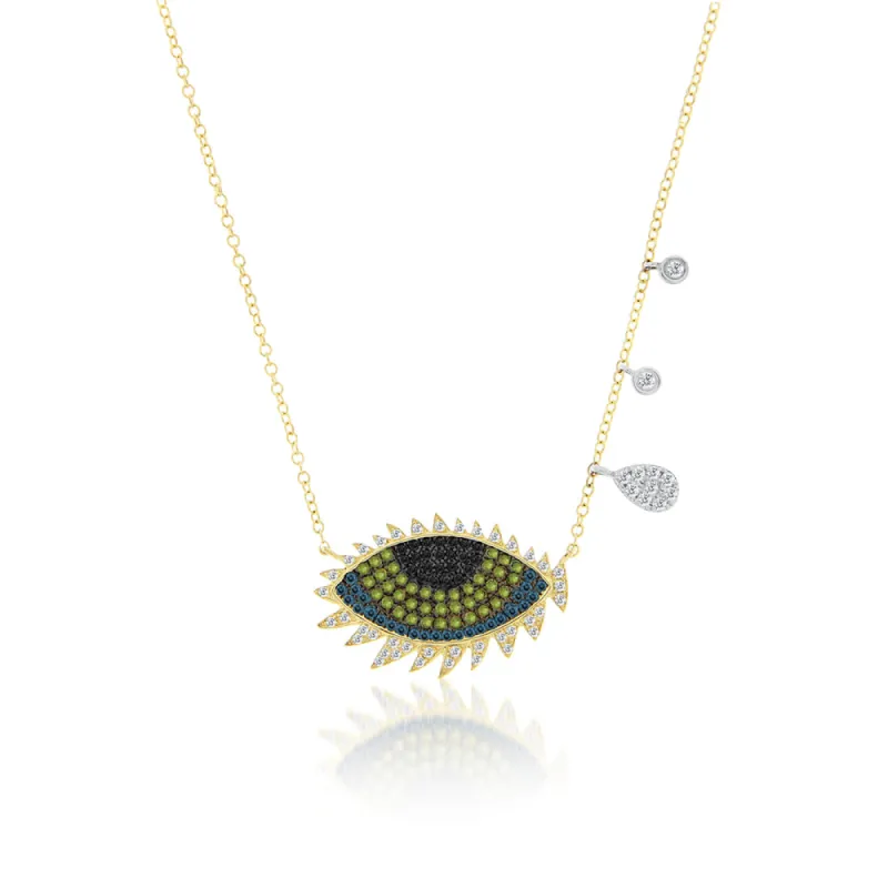 Evil Eye Necklace With Diamond Lashes and Bezels sold by Meira T