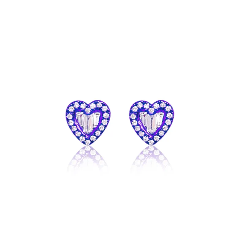 Groovy Purple Diamond Heart Studs sold by Meira T