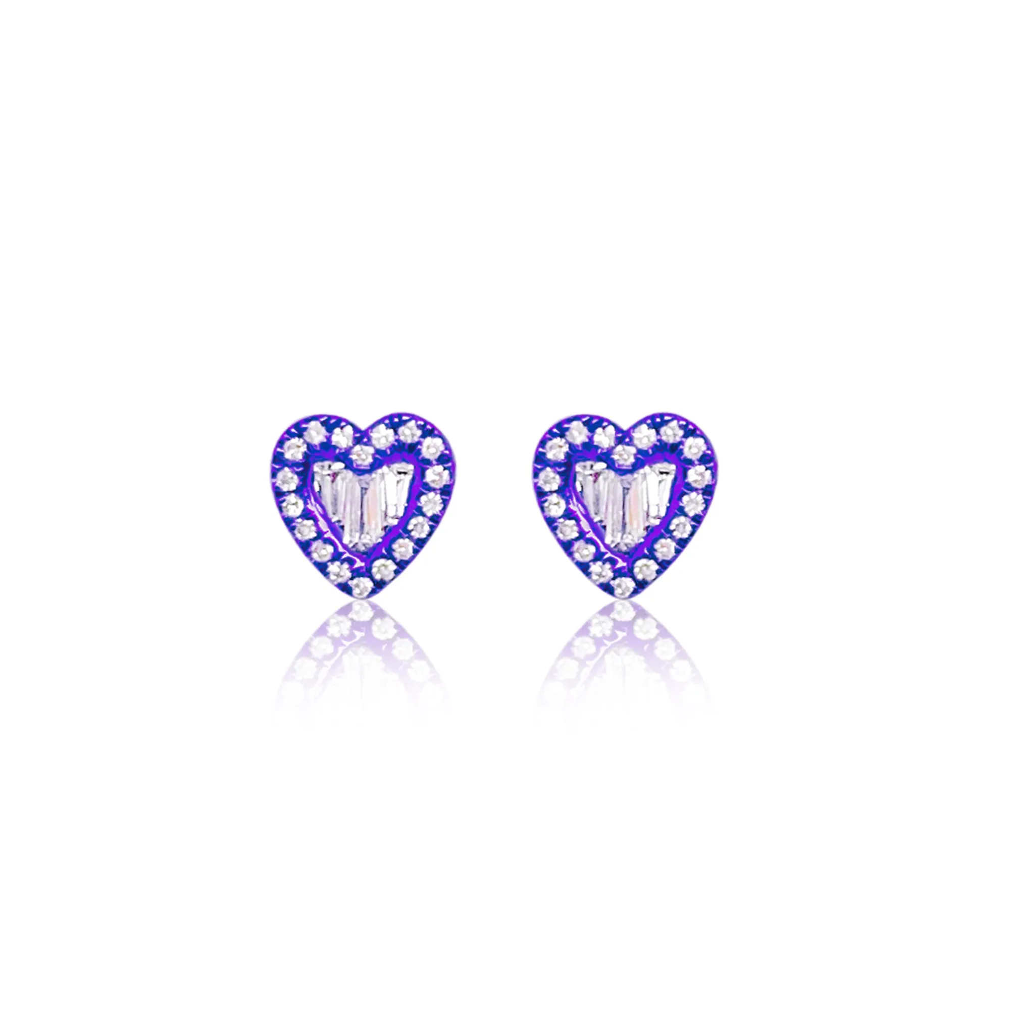 Groovy Purple Diamond Heart Studs sold by Meira T