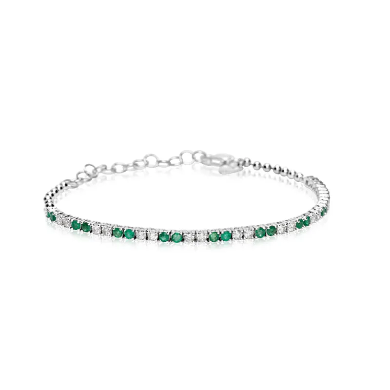 Emerald and Diamond Tennis Bracelet sold by Meira T