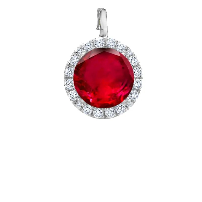White Gold pave Diamond and Ruby Charm sold by Meira T