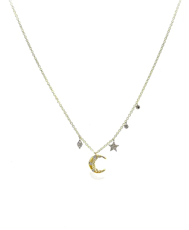 Yellow Gold Crescent Moon and Star sold by Meira T