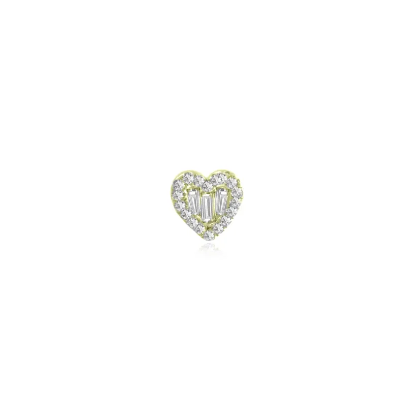 Yellow Gold Diamond Heart Studs (single) sold by Meira T