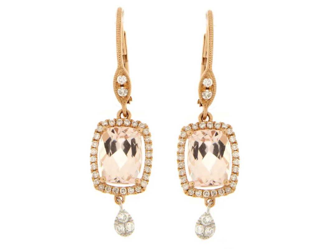 Single Rose Gold Morganite Drop Earring sold by Meira T
