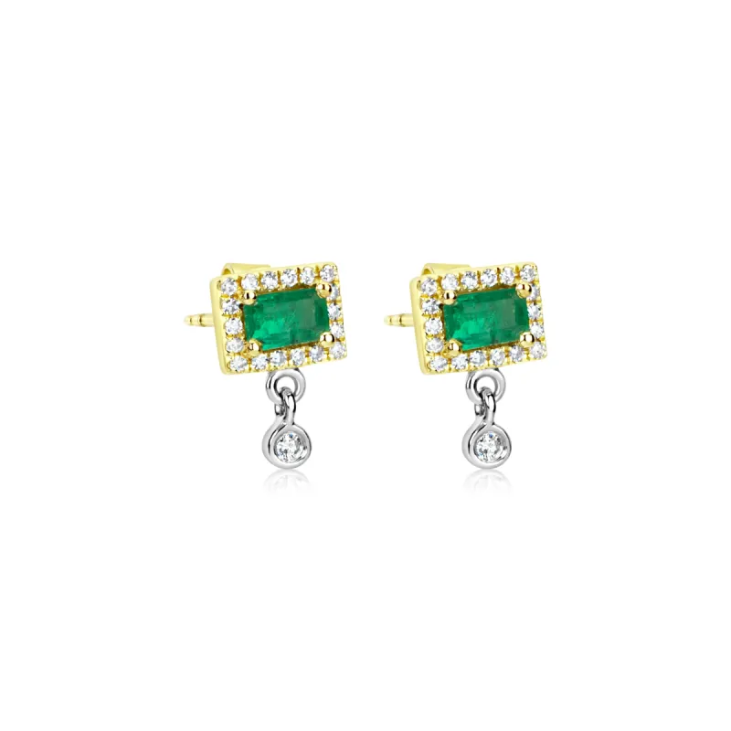 Yellow Gold Emerald and Diamond Studs sold by Meira T