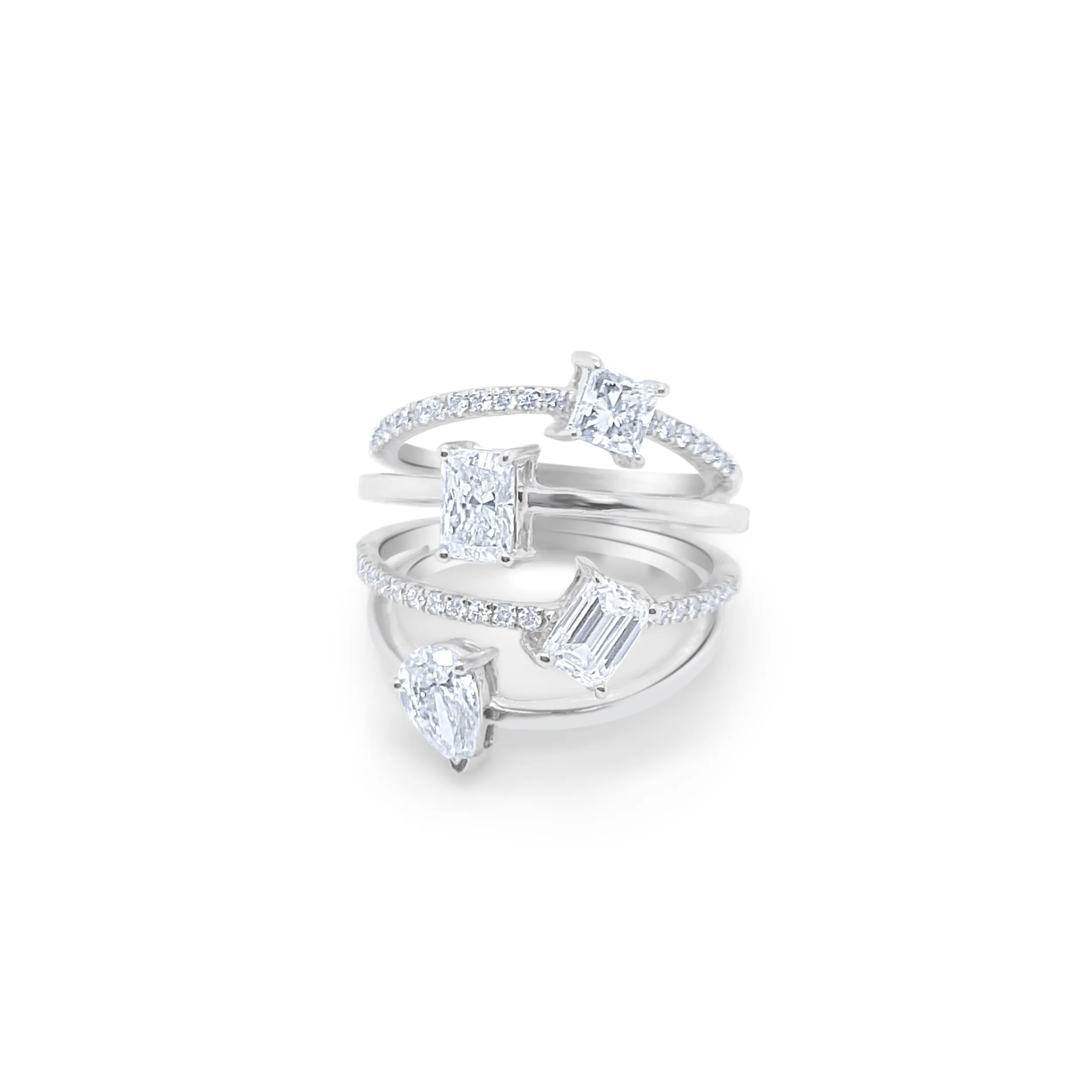 Multi Stone and Band Ring | 2 ct LAB Diamond sold by Meira T