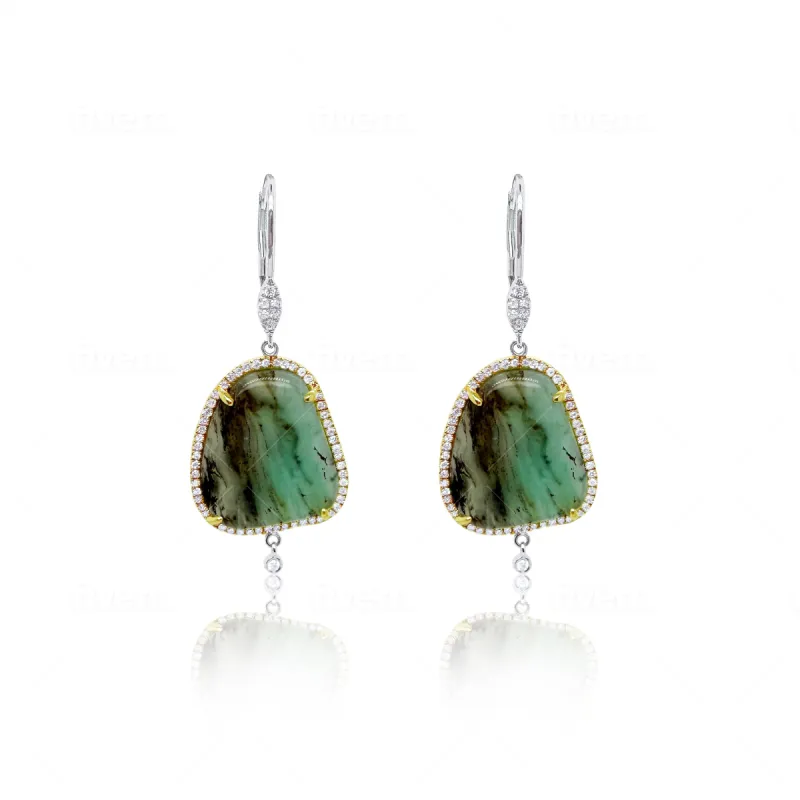 Chrysocolla and Diamond Earrings sold by Meira T