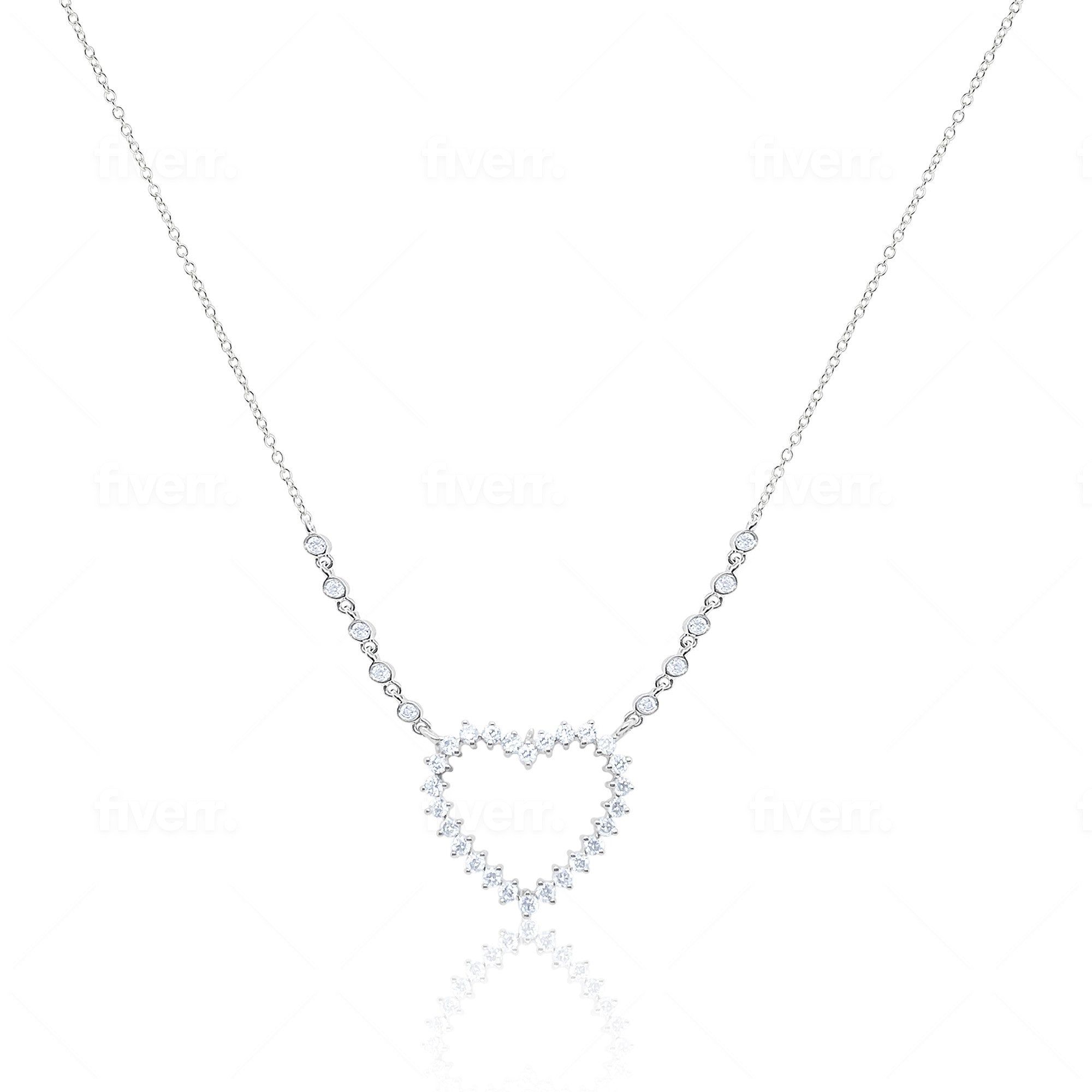 White Gold Open Diamond Heart Necklace sold by Meira T