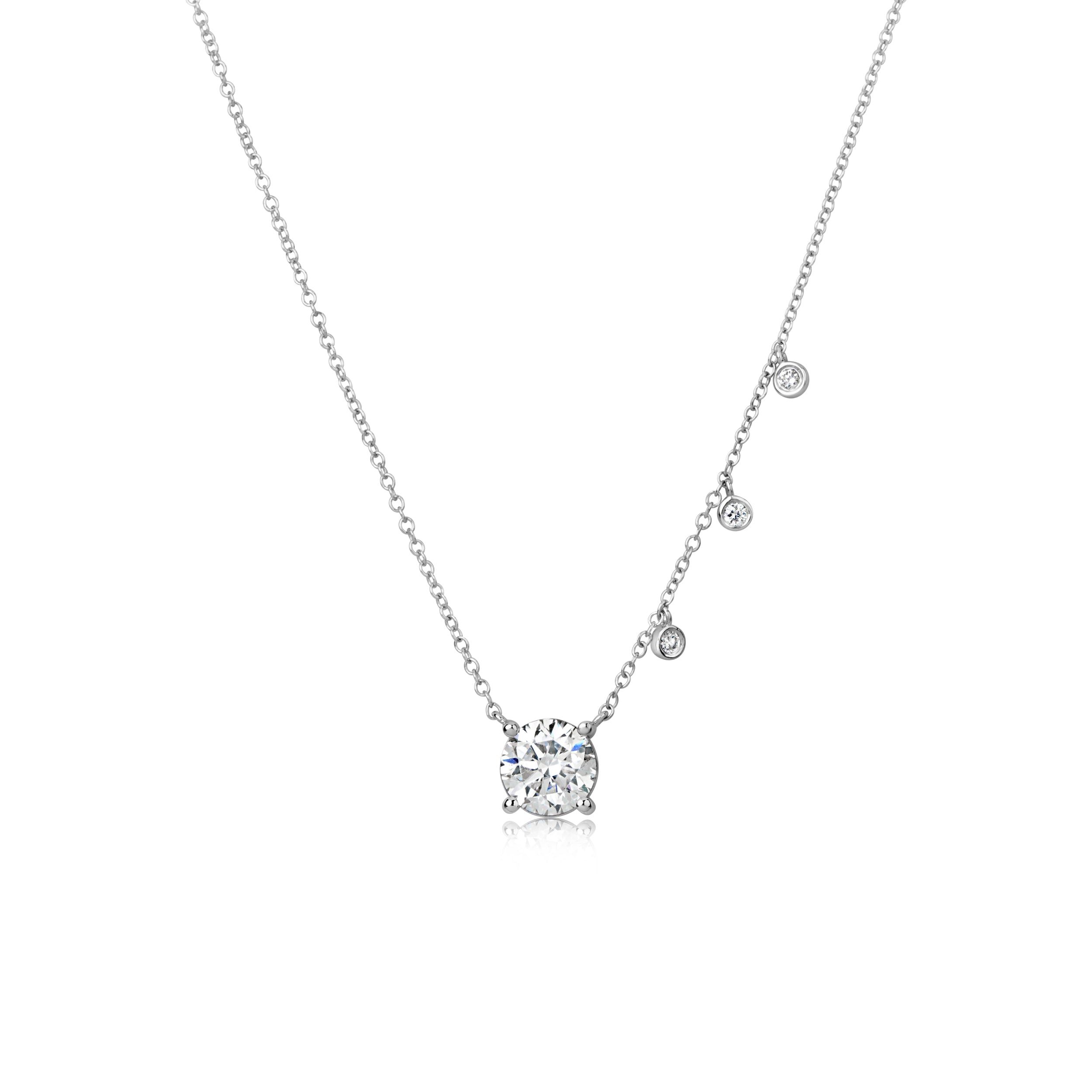 1.26 Carat Lab Grown White Gold Diamond Solitaire and Bezels Necklace *ONLINE EXCLUSIVE* sold by Meira T