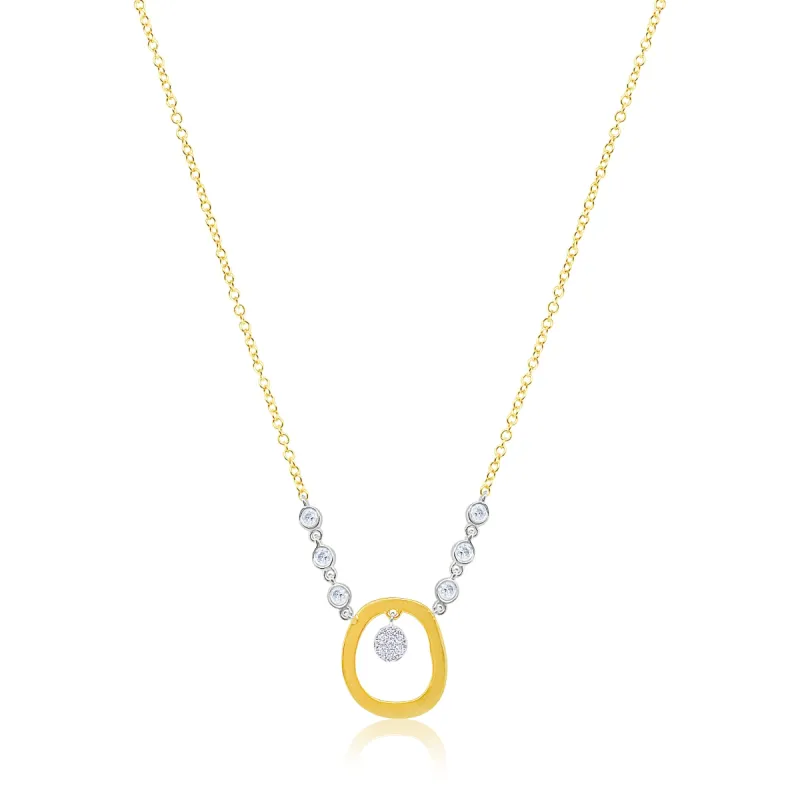 Two Tone Gold Circle and Diamonds Necklace sold by Meira T