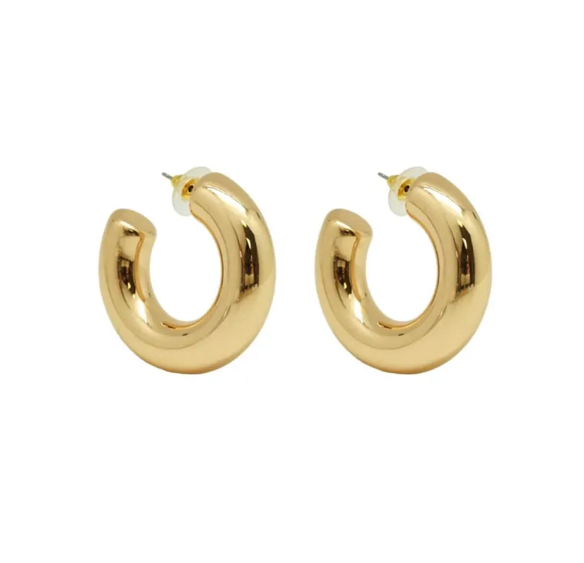 Small Gold Plated Thick Open Hoops sold by Meira T