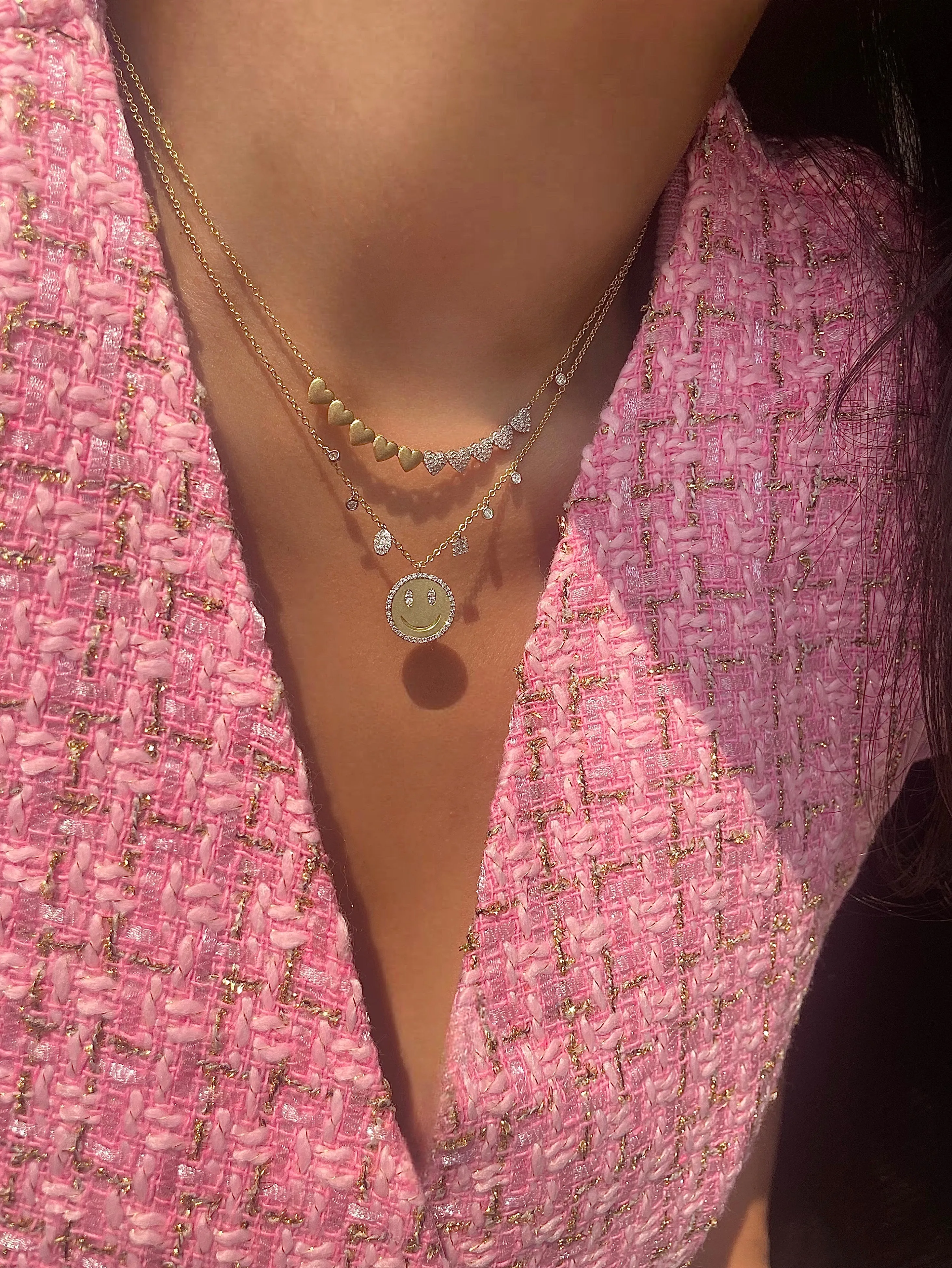 Yellow Gold Diamond Hearts Necklace sold by Meira T product image thumbnail 2