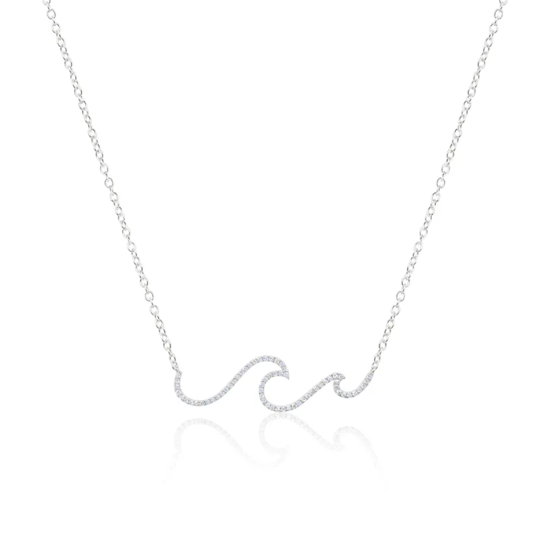 White Gold Diamond Wave Necklace made by Meira T