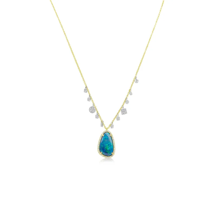 Two Tone Opal and Diamond Charms Necklace sold by Meira T
