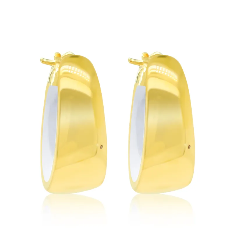 Gold Plated White Enamel Hoop Earrings sold by Meira T
